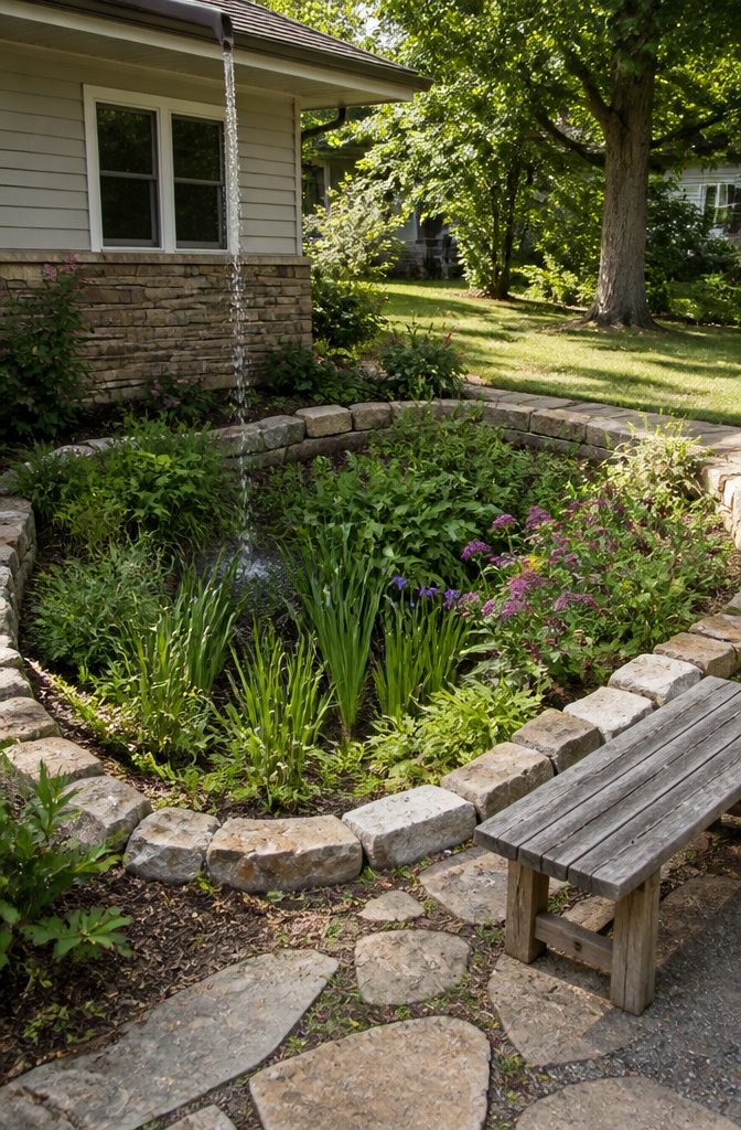 Wildlife Garden Project: 15 Practical Ideas for 2026 20 A shallow depression filled with moisture-tolerant plants in a garden.